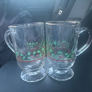 2 Glass Christmas Mugs